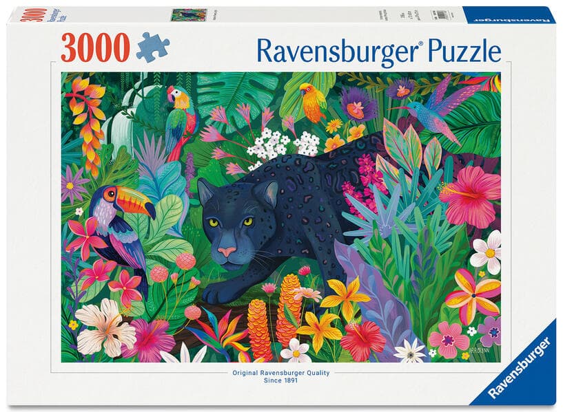 Erwachsenenpuzzle 3000 Teile - Panther im blühenden Dschungel