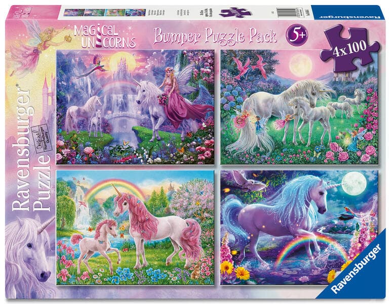 Kinderpuzzle 4x100 Teile - Magische Einhörner