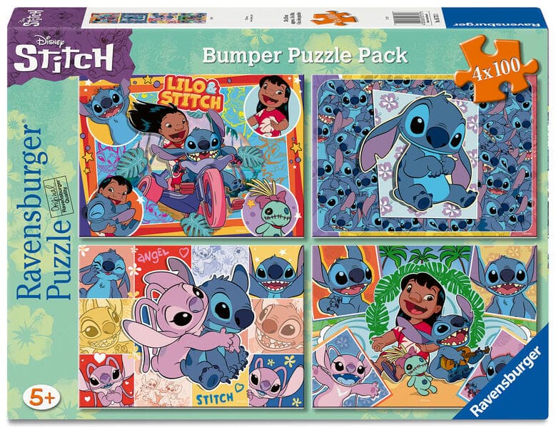 Kinderpuzzle 4x100 Teile - Disney Stitch - Aloha!