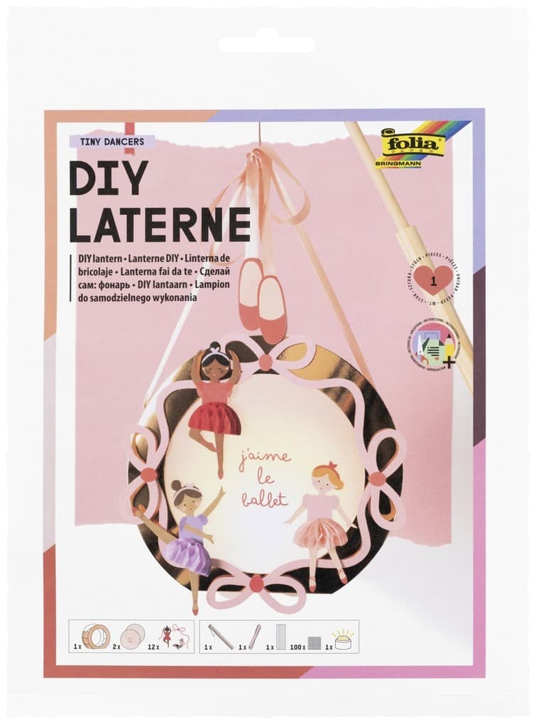 FOLIA Bastelartikel DIY Laterne Tiny Dancers, inkl. 1 LED-Licht und Batterien
