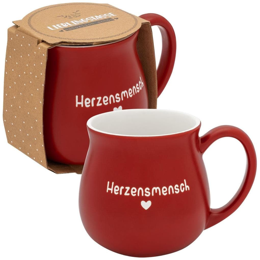 GRUSS & CO Tasse bauchig graviert "Herzensmensch"