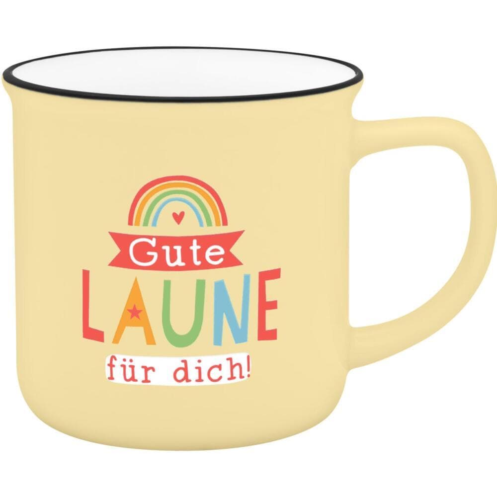 Becher in Emailloptik "gute Laune"