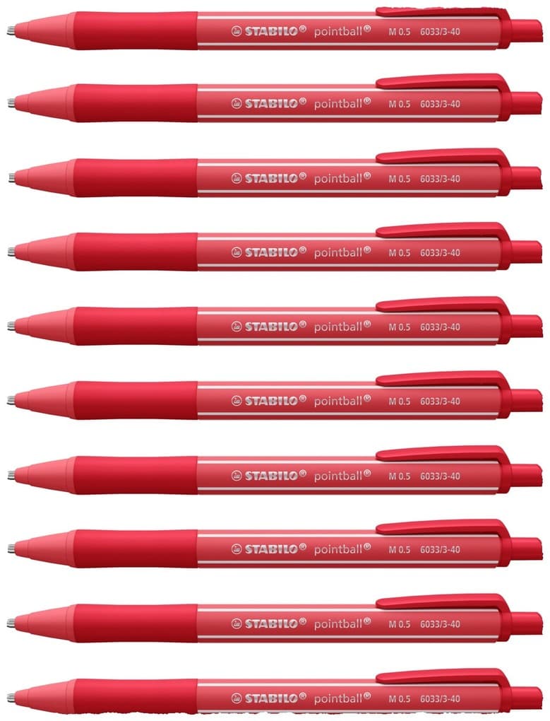 STABILO Kugelschreiber Druck-Kugelschreiber - pointball colorful, 10er Set - rostrot