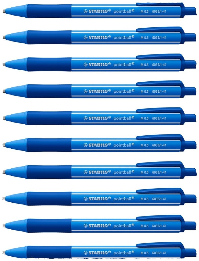 STABILO Kugelschreiber Druck-Kugelschreiber - pointball colorful, 10er Set - ultramarinblau