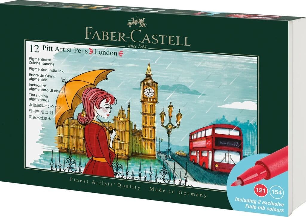 Faber-Castell Tuschestift Pitt Artist Pen, 12er Geschenk Set London