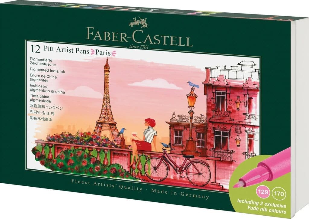 Faber-Castell Tuschestift Pitt Artist Pen, 12er Geschenk Set Paris
