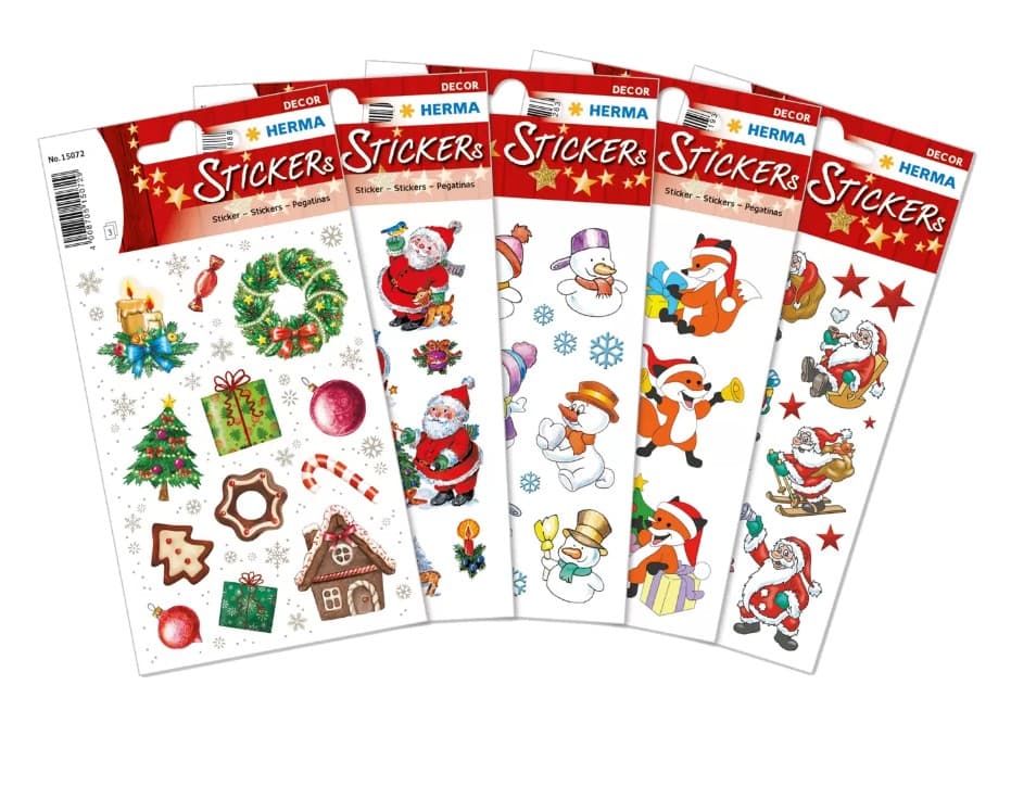 Herma Weihnachtssticker, 210 x Weihnachten Sticker mit Weihnachtsmann Schneemann Sterne...