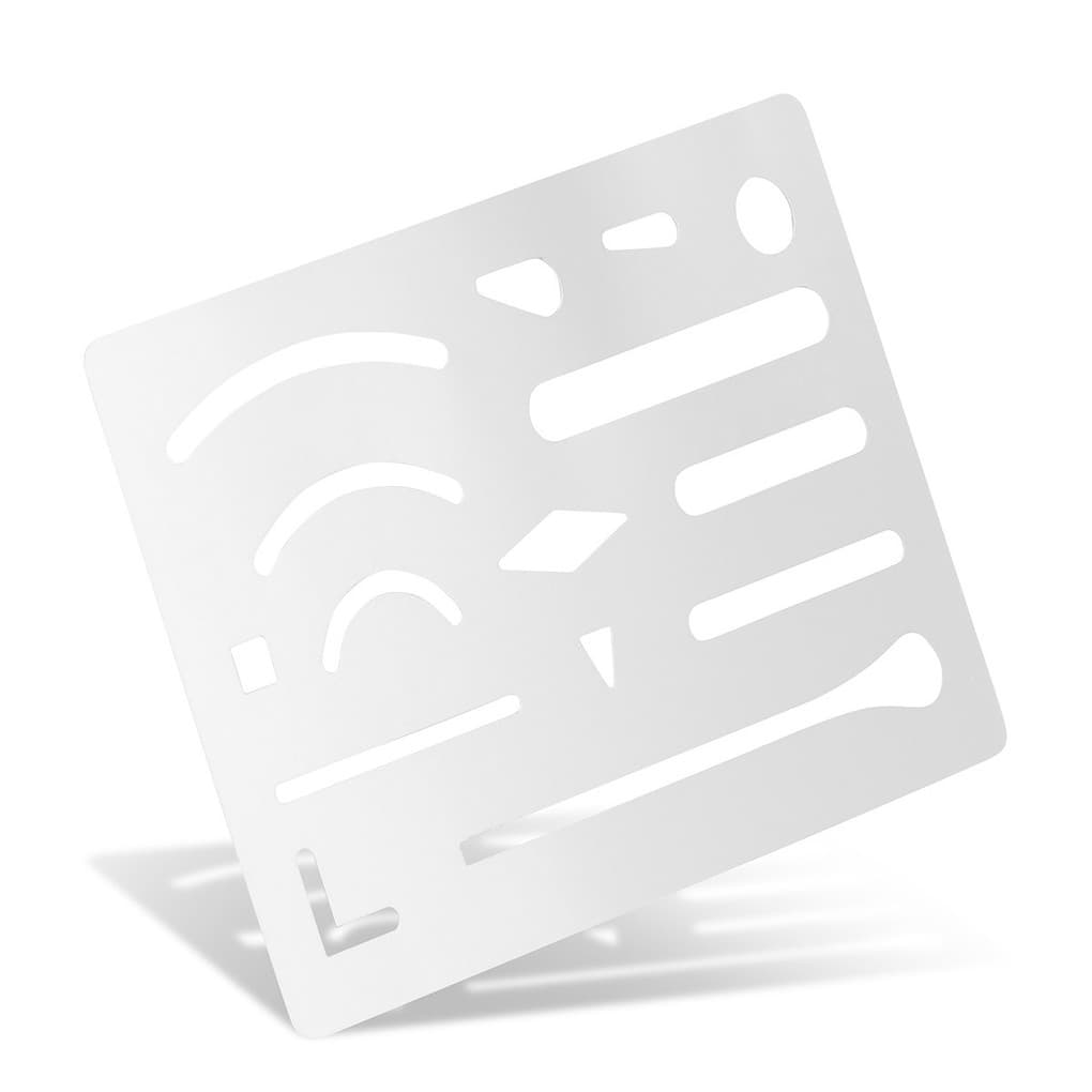 ARISTO Radierschablone 9 x 6 cm rostfreier Stahl, 15 Öffnungen