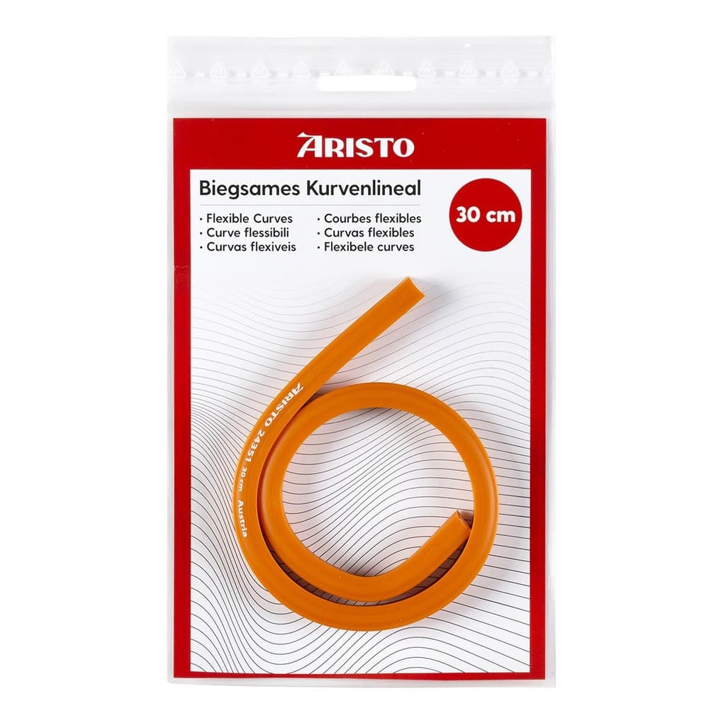 ARISTO Biegsames Kurvenlineal 30 cm orange, Bleikern, Tuschekante