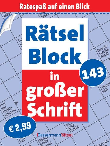 Rätselblock in großer Schrift 143
