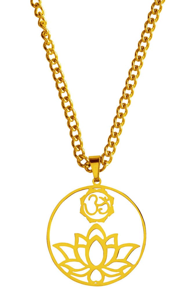 Halskette "Om Lotus" Edelstahl vergoldet