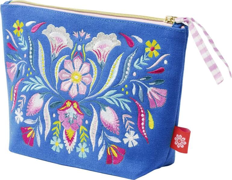 Fiesta del Sol Accessoirestasche bestickt, 18 x 24 cm, königsblau