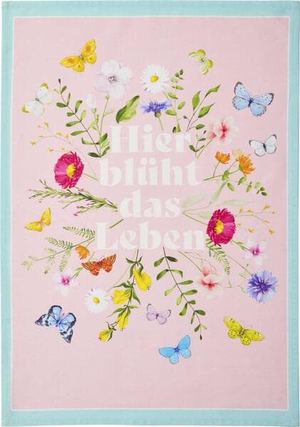 Blütenträume Geschirrtuch "Hier blüht das Leben" 50 x 70 cm