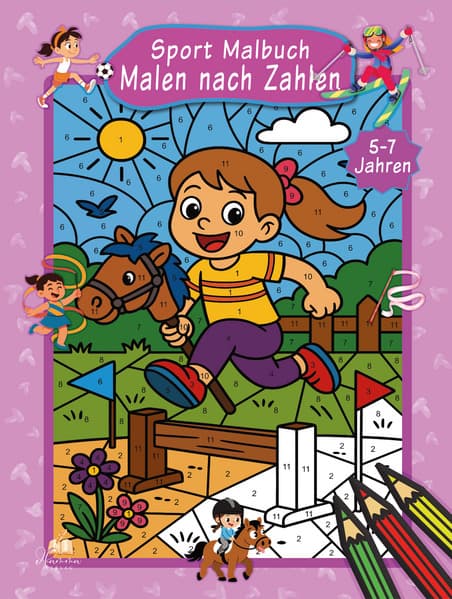 Malen nach Zahlen Sport Malbuch für Mädchen ab 5-7 Jahren mit 50 Ausmalbildern