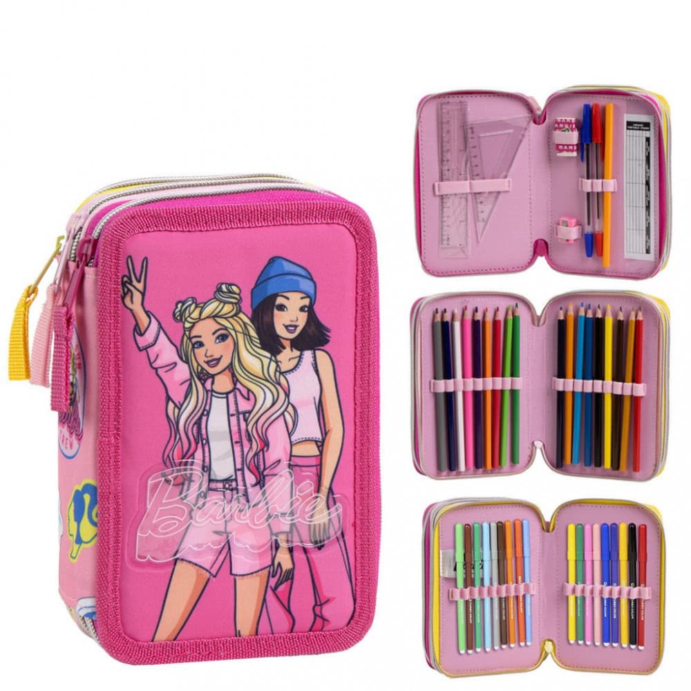 Barbie Bestie Vibes Stiftehalter gefuellt mit 3 Ebe