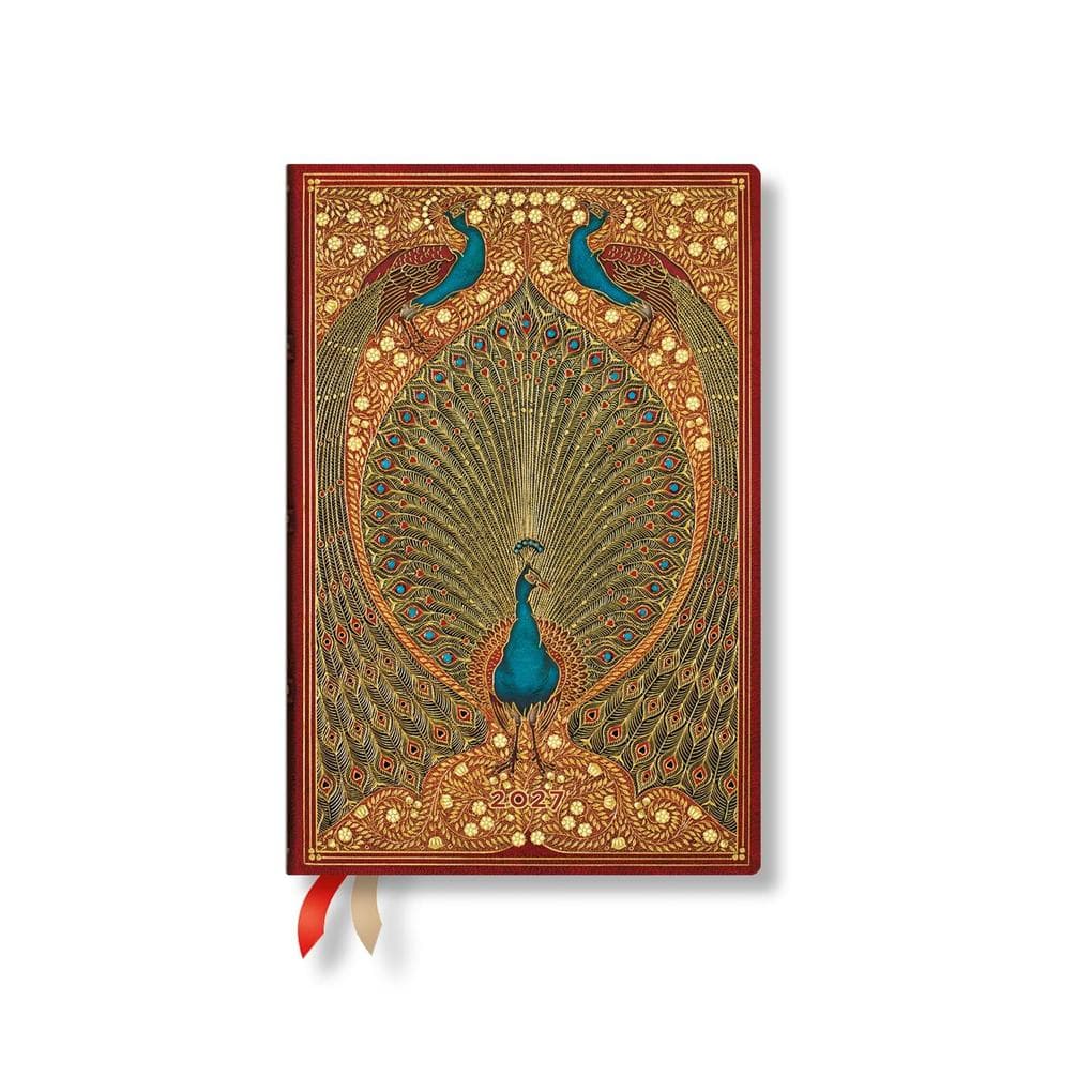2027 Hafiz's Peacocks Mini Hardcover 12-Month Daily Planner, 416pg, 80gsm by Paperblanks (Sangorski & Sutcliffe)
