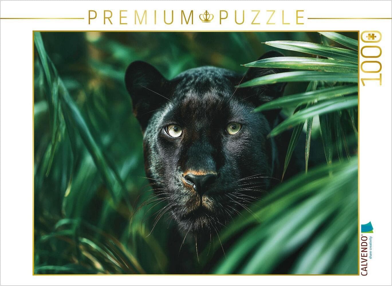 CALVENDO Puzzle Schwarzer Panther, die Nacht hat Augen | 1000 Teile Lege-Größe 64x48cm Foto-Puzzle für glückliche Stunden