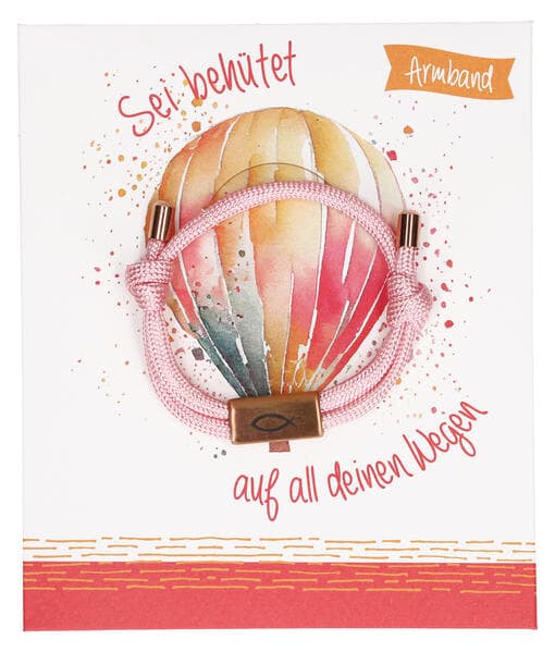 Altrosa Textilarmband mit Fisch-Anhänger: Sei behütet auf all deinen Wegen