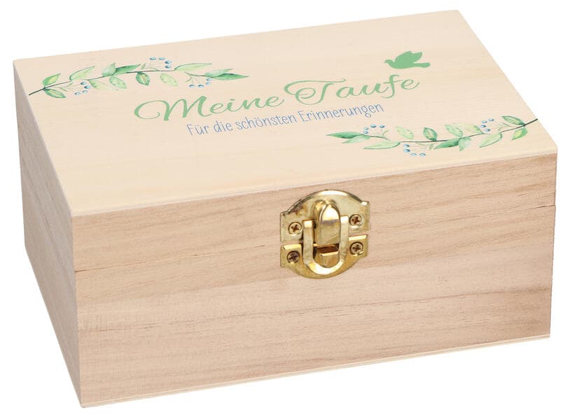 Holz-Erinnerungskiste zur Taufe