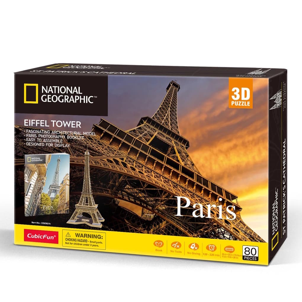 CubicFun - National Geographic 3D Puzzle Eiffelturm, 80 Teile