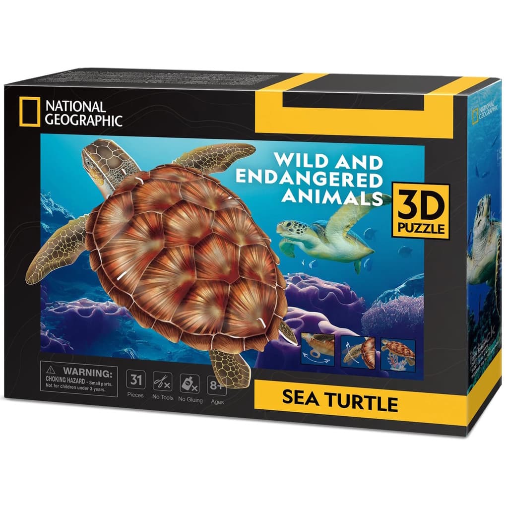 CubicFun - National Geographic 3D Puzzle Meeresschildkröte, 31 Teile