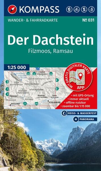 KOMPASS Wanderkarte 031 Der Dachstein, Ramsau, Filzmoos 1:25.000