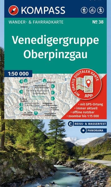 KOMPASS Wanderkarte 38 Venedigergruppe, Oberpinzgau 1:50.000