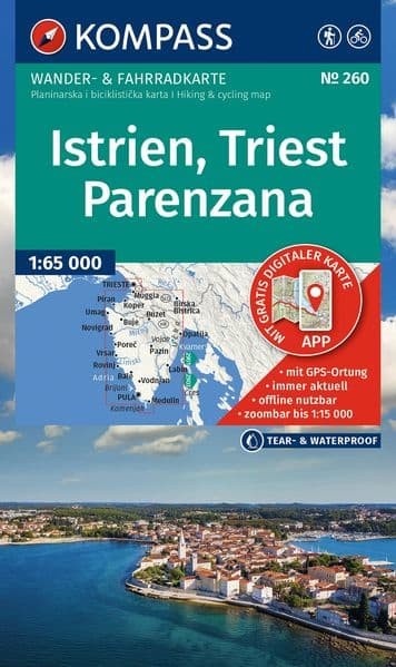 KOMPASS Wanderkarte 260 Istrien, Triest, Parenzana 1:65.000