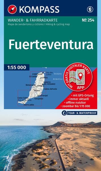KOMPASS Wanderkarte 254 Fuerteventura 1:55.000