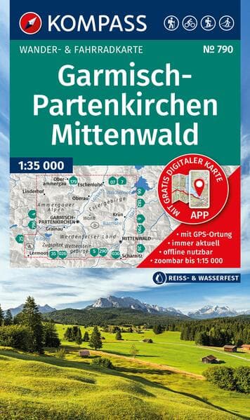 KOMPASS Wanderkarte 790 Garmisch-Partenkirchen, Mittenwald 1:35.000