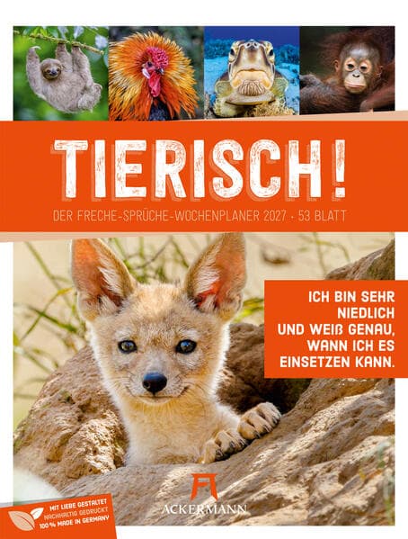 Tierisch Sprüchekalender Wochenplaner 2027