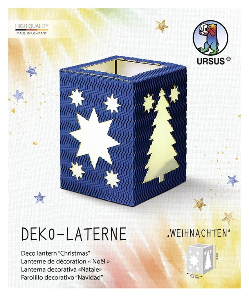 URSUS Laternenzeit Deko-Laterne "Weihnachten", mittelblau