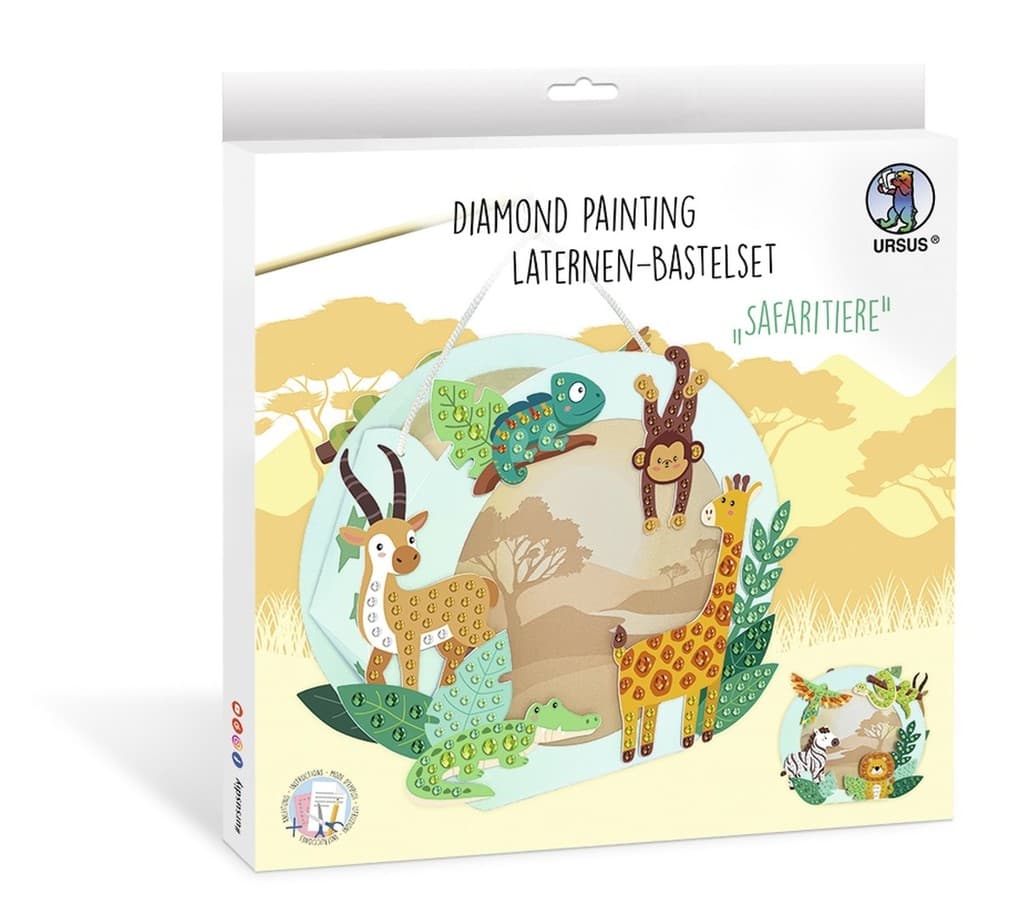 URSUS Laternenzeit Diamond Painting Laternen-Bastelset "Safaritiere"