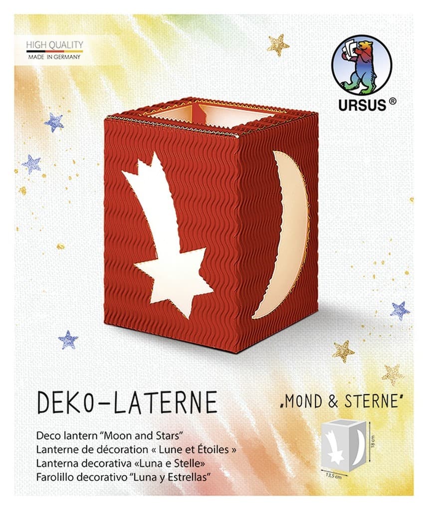 URSUS Laternenzeit Deko-Laterne "Mond & Sterne", rubinrot