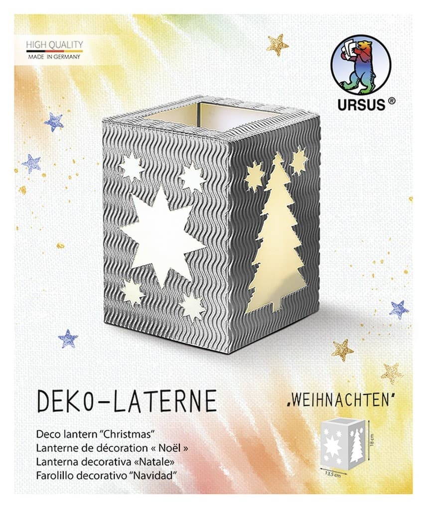 URSUS Laternenzeit Deko-Laterne "Weihnachten", silber
