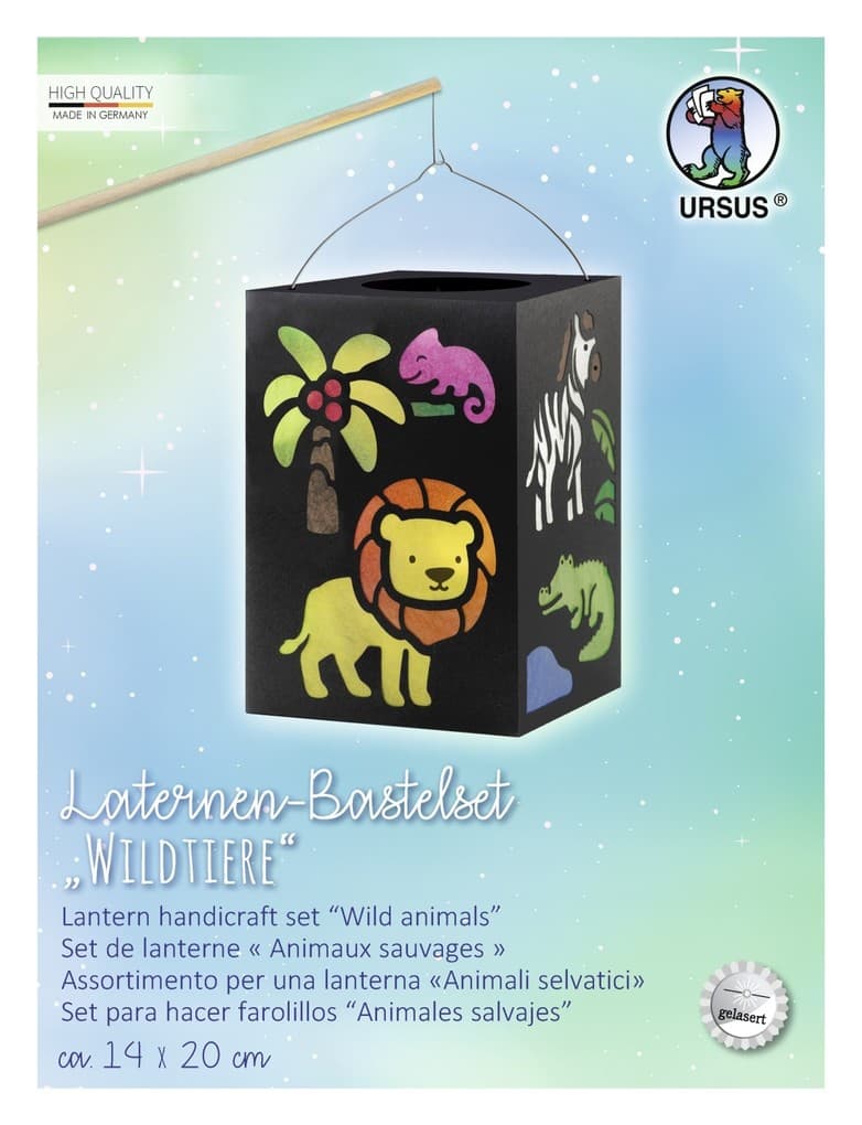 URSUS Laternenzeit Laternen-Bastelset "Wildtiere" inkl. Laternenstab