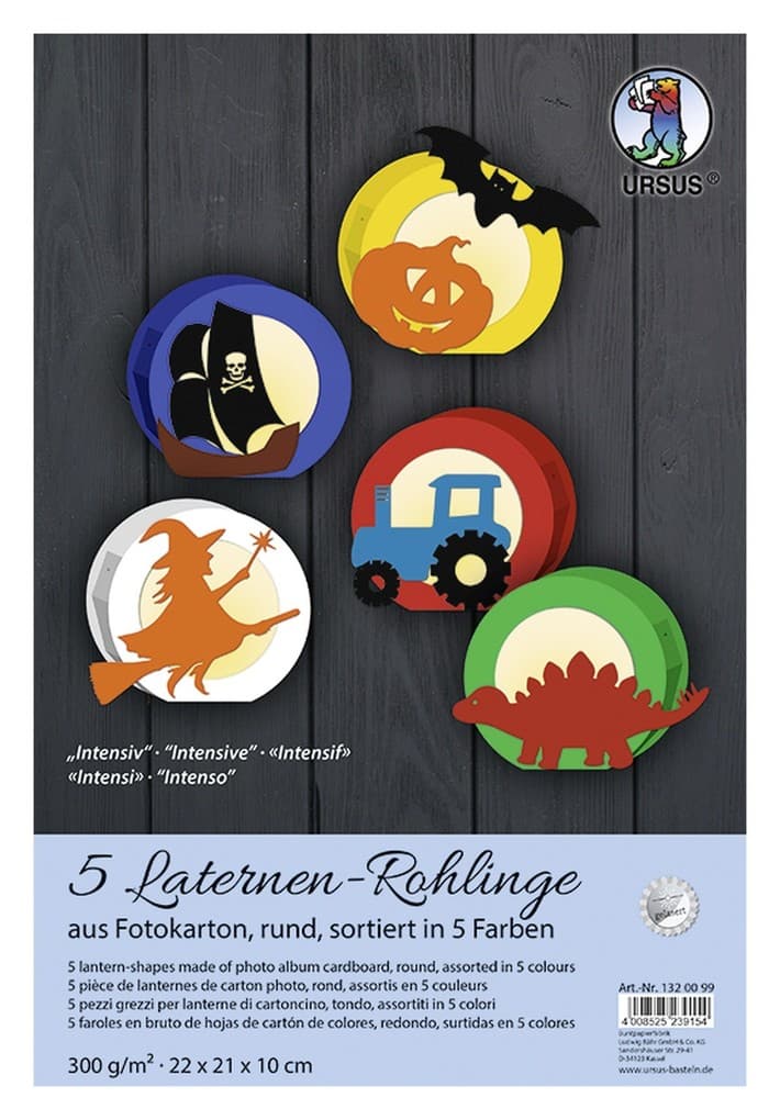 URSUS Laternenzeit Laternen-Rohlinge rund "Intensiv", 5er Set