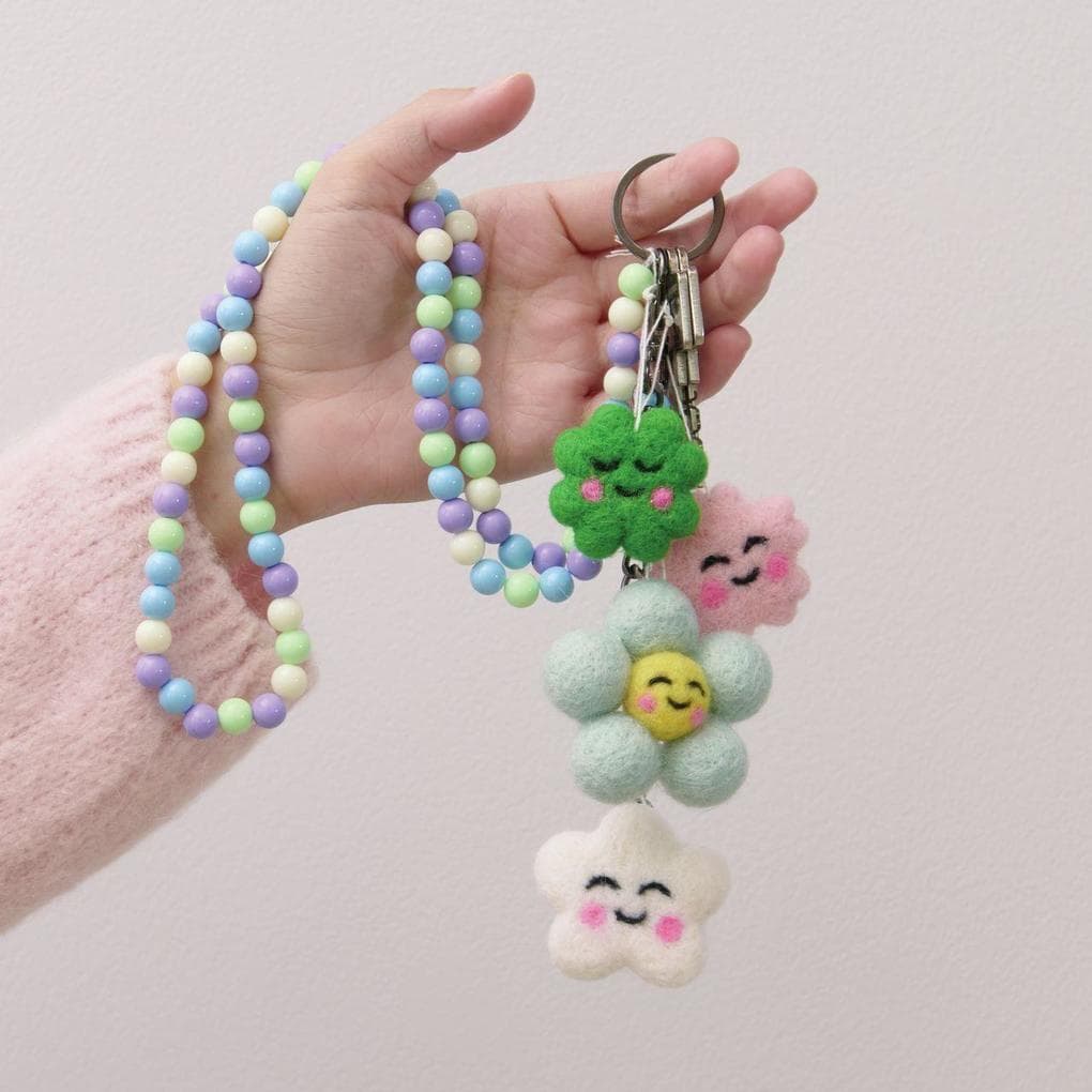 Anhänger Filz-Sortiment "Cloud & Bloom" 3D, Kirschblüte, Blume, Wolke, Kleeblatt, 4 Stück