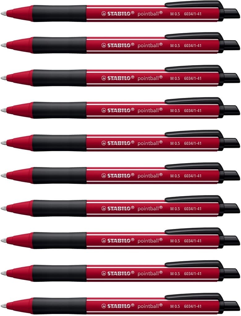 STABILO Druck-Kugelschreiber pointball NatureCOLORS Wildflower Edition, 10er Set - burgunderrot