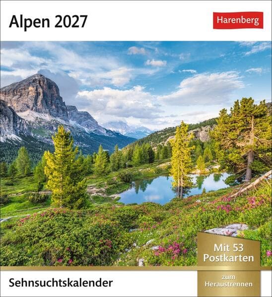 Alpen Sehnsuchtskalender 2027 - Wochenkalender mit 53 Postkarten