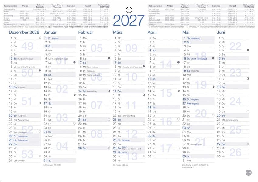 Tafelkalender A5 2027