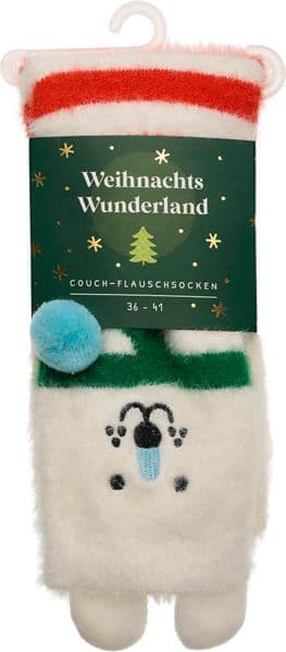 Weihnachtswunderland, Couch-Flauschsocken, Eisbär, Größe 36-41