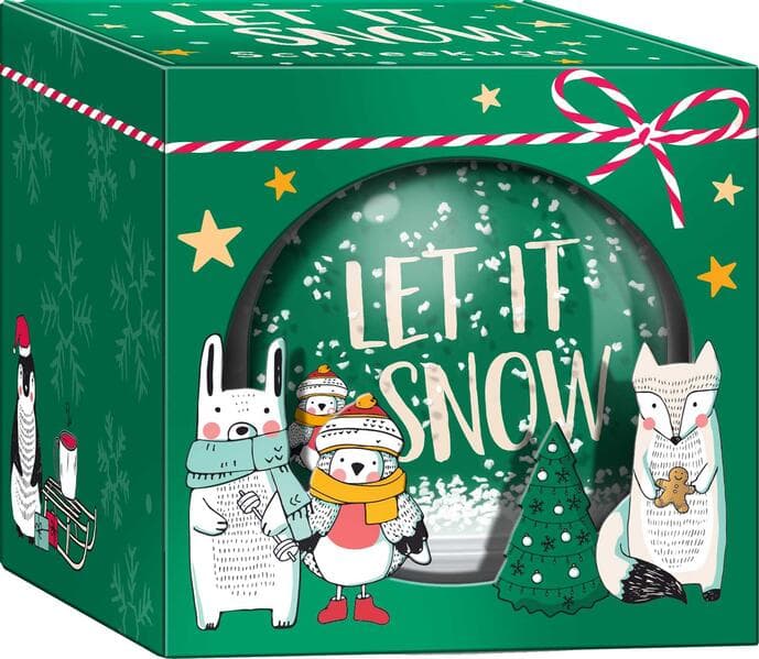 Weihnachtswunderland, Schneekugel klein zum Selbstgestalten: Let it Snow / Cute Christmas Friends