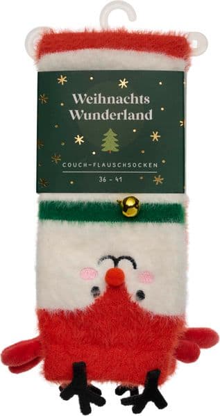 Weihnachtswunderland, Couch-Flauschsocken, Rentier, Größe 36-41