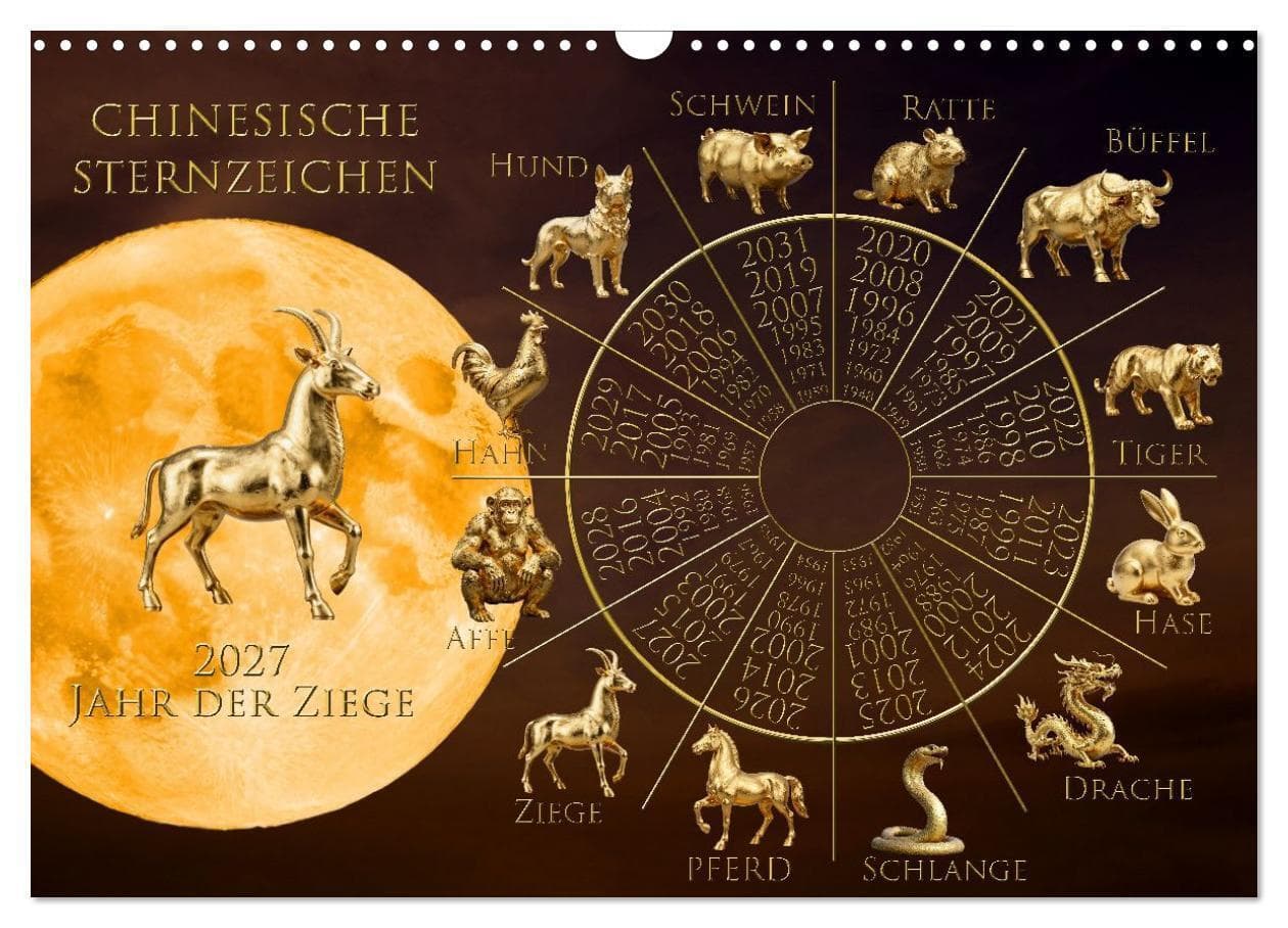 Chinesische Sternzeichen (Wandkalender 2027 DIN A3 quer), CALVENDO Monatskalender