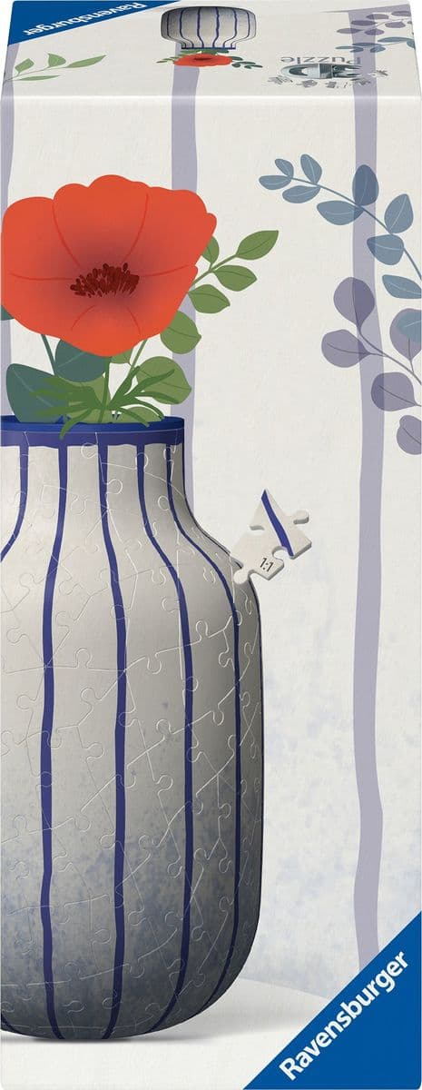 3D Puzzle Vase Stripes Blue