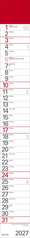 Streifenplaner Rot 2027