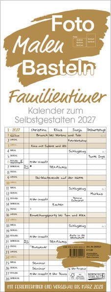 Foto-Malen-Basteln Familientimer gold 2027