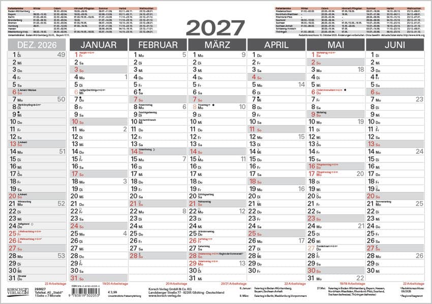 Tafelkalender A5 "Stabil" 2027