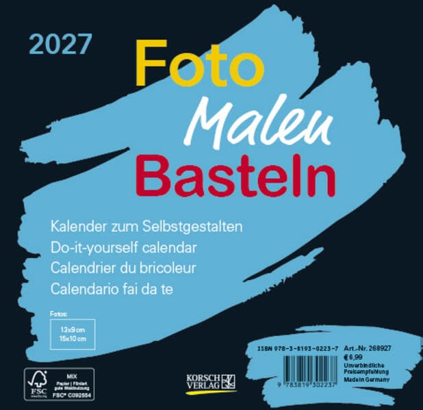 Foto-Malen-Basteln Bastelkalender schwarz quer 2027